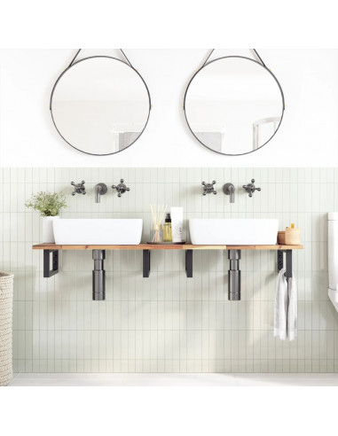 Piano da Bagno Non Trattato 140x40x2cm Legno Massello di Acacia