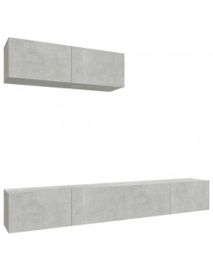 Set di Mobili Porta TV 3 pz Grigio Cemento in Legno Multistrato 2