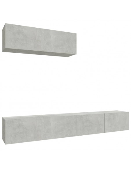 Set di Mobili Porta TV 3 pz Grigio Cemento in Legno Multistrato