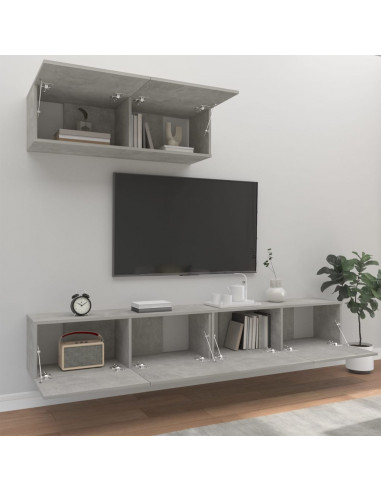 Set di Mobili Porta TV 3 pz Grigio Cemento in Legno Multistrato