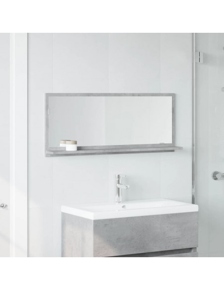 Mobile Bagno con Specchio Grigio Cemento 90x11x37 cm Truciolato