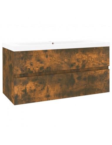 Mobile Bagno con Lavabo Integrato Rovere Fumo Legno Multistrato