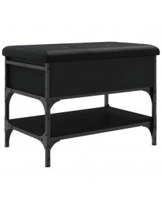 Panca Porta Scarpe Nera 62x42x45 cm in Legno Multistrato 2