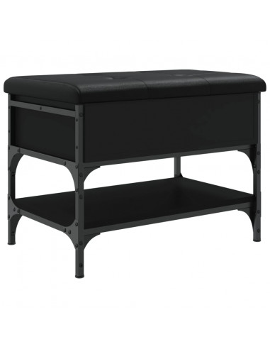 Panca Porta Scarpe Nera 62x42x45 cm in Legno Multistrato