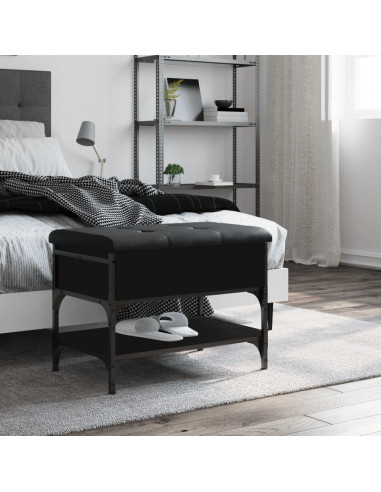 Panca Porta Scarpe Nera 62x42x45 cm in Legno Multistrato