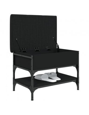 Panca Porta Scarpe Nera 62x42x45 cm in Legno Multistrato