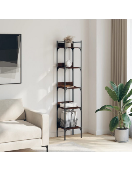 Libreria 5 Ripiani Rovere Marrone 35x30x174cm Legno Multistrato