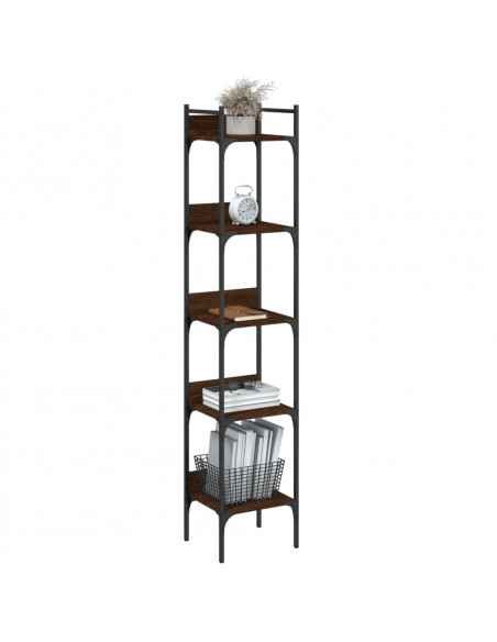 Libreria 5 Ripiani Rovere Marrone 35x30x174cm Legno Multistrato
