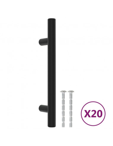 Maniglie per Mobili 20 pz Nere 96 mm in Acciaio Inox