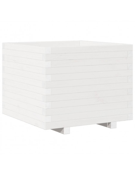 Fioriera da Giardino Bianca 60x60x49,5cm Legno Massello di Pino