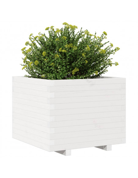 Fioriera da Giardino Bianca 60x60x49,5cm Legno Massello di Pino