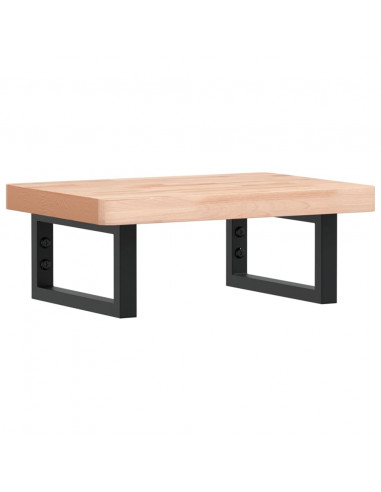 Ripiano a Parete per Lavabo in Acciaio e Massello di Faggio