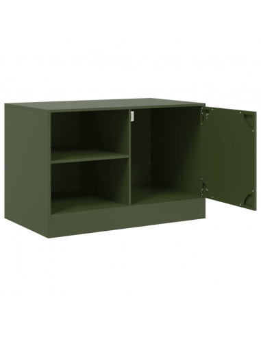 Mobili TV 2 pz Verde Oliva 67x39x44 cm in Acciaio