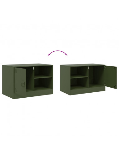 Mobili TV 2 pz Verde Oliva 67x39x44 cm in Acciaio