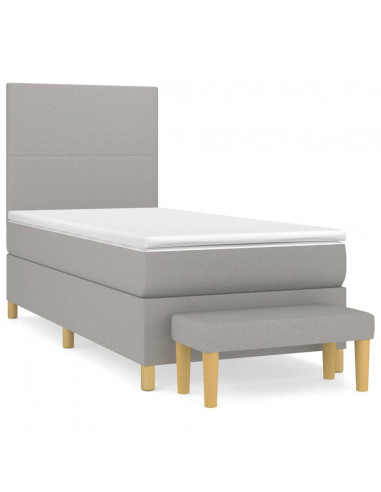 Giroletto a Molle con Materasso Grigio Chiaro 90x190 cm Tessuto