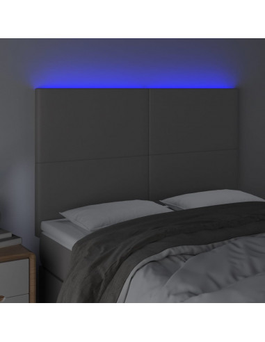 Testiera a LED Grigio 144x5x118/128 cm in Similpelle