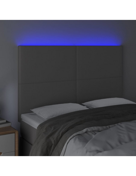 Testiera a LED Grigio 144x5x118/128 cm in Similpelle