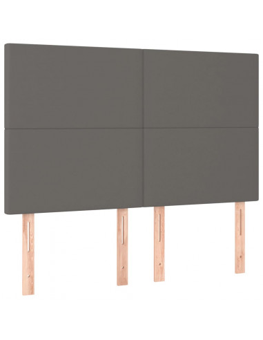 Testiera a LED Grigio 144x5x118/128 cm in Similpelle