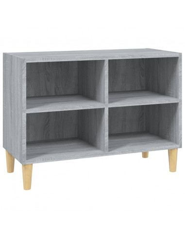 Mobile TV Gambe in Legno Massello Grigio Sonoma 69,5x30x50 cm