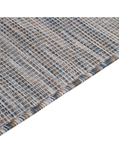 Tappeto da Esterni a Tessitura Piatta 80x250 cm Marrone e Blu