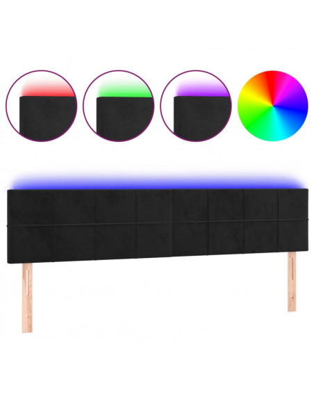 Testiera a LED Nera 160x5x78/88 cm in Velluto