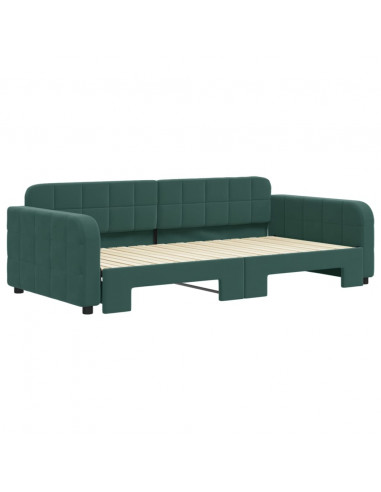 Divano Letto con Letto Estraibile Verde Scuro 100x200cm Velluto