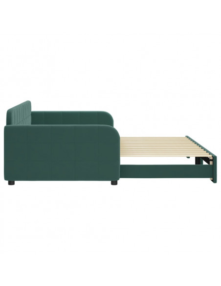 Divano Letto con Letto Estraibile Verde Scuro 100x200cm Velluto
