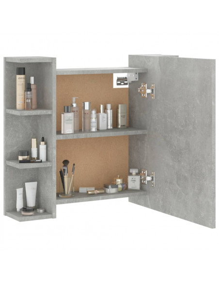 Mobile a Specchio con LED Grigio Cemento 70x16,5x60 cm