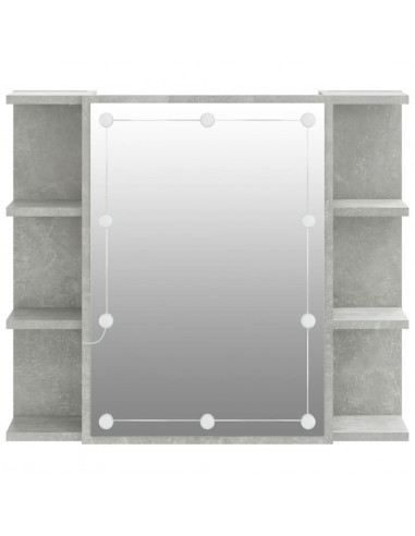 Mobile a Specchio con LED Grigio Cemento 70x16,5x60 cm
