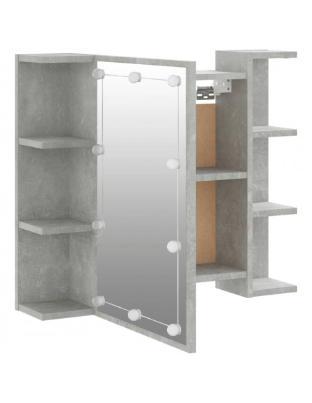 Mobile a Specchio con LED Grigio Cemento 70x16,5x60 cm