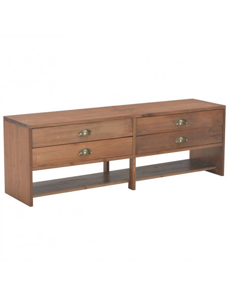 Mobile TV con 4 Cassetti 120x30x40cm in Legno Massello di Abete
