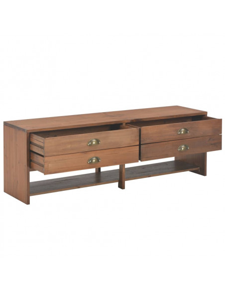 Mobile TV con 4 Cassetti 120x30x40cm in Legno Massello di Abete