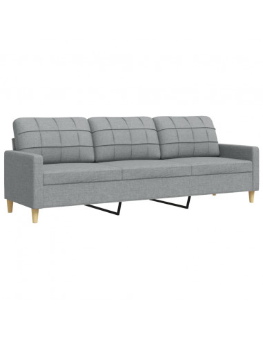Divano a 3 Posti Grigio Chiaro 210 cm in Tessuto