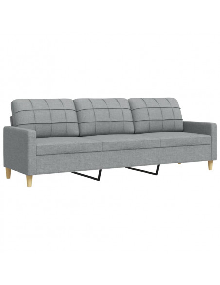 Divano a 3 Posti Grigio Chiaro 210 cm in Tessuto