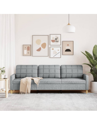 Divano a 3 Posti Grigio Chiaro 210 cm in Tessuto