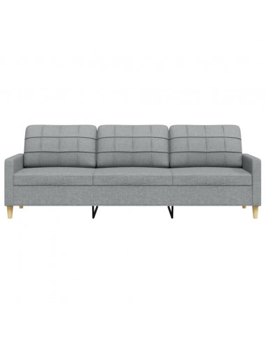 Divano a 3 Posti Grigio Chiaro 210 cm in Tessuto