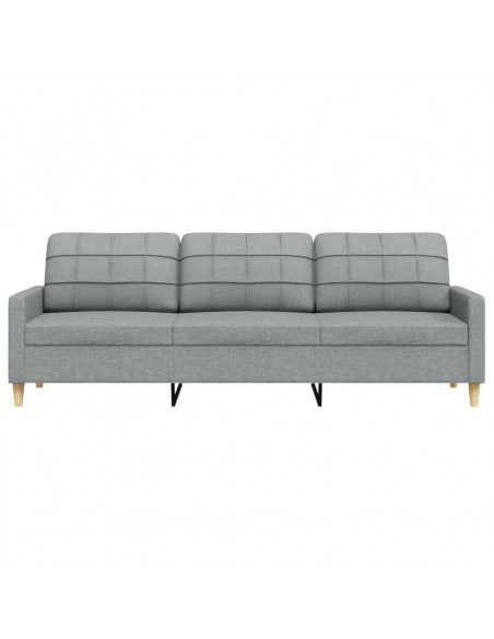 Divano a 3 Posti Grigio Chiaro 210 cm in Tessuto