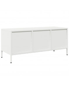 Mobile TV Bianco 101,5x39x43,5 cm in Acciaio Laminato a Freddo 2