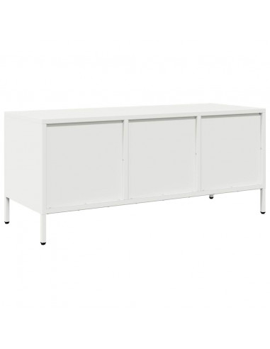 Mobile TV Bianco 101,5x39x43,5 cm in Acciaio Laminato a Freddo