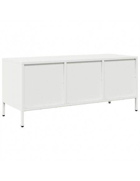 Mobile TV Bianco 101,5x39x43,5 cm in Acciaio Laminato a Freddo