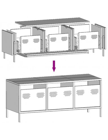Mobile TV Bianco 101,5x39x43,5 cm in Acciaio Laminato a Freddo