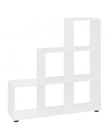 Libreria a Scala Bianco Lucido 107 cm in Legno Multistrato