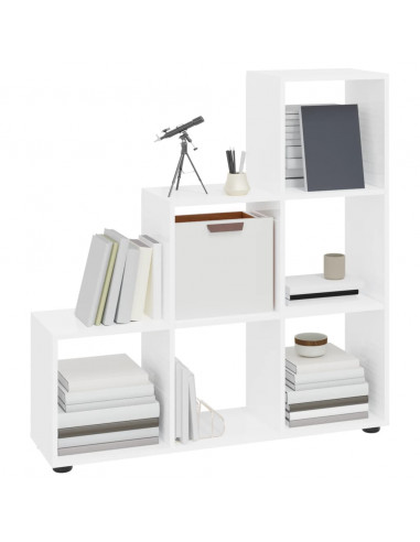 Libreria a Scala Bianco Lucido 107 cm in Legno Multistrato