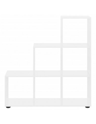 Libreria a Scala Bianco Lucido 107 cm in Legno Multistrato