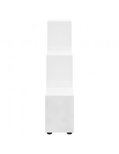 Libreria a Scala Bianco Lucido 107 cm in Legno Multistrato