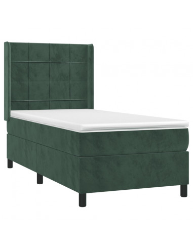 Giroletto a Molle con Materasso Verde Scuro 90x190 cm Velluto
