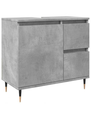Set Mobili da Bagno 3 pz Grigio Cemento in Legno Multistrato