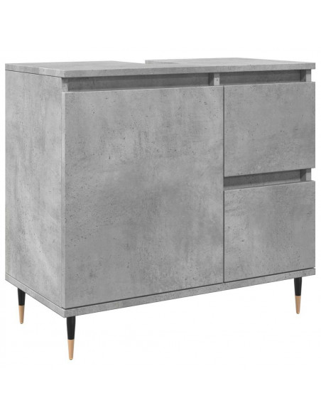 Set Mobili da Bagno 3 pz Grigio Cemento in Legno Multistrato