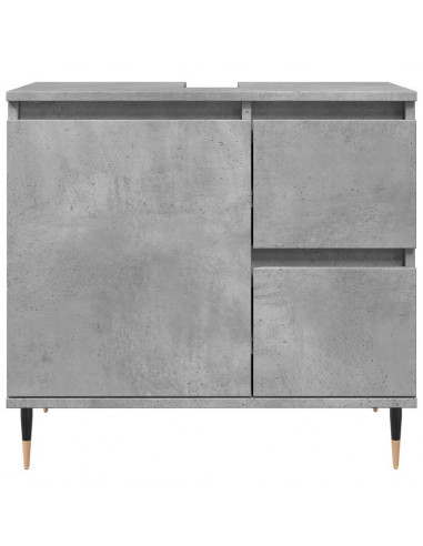 Set Mobili da Bagno 3 pz Grigio Cemento in Legno Multistrato