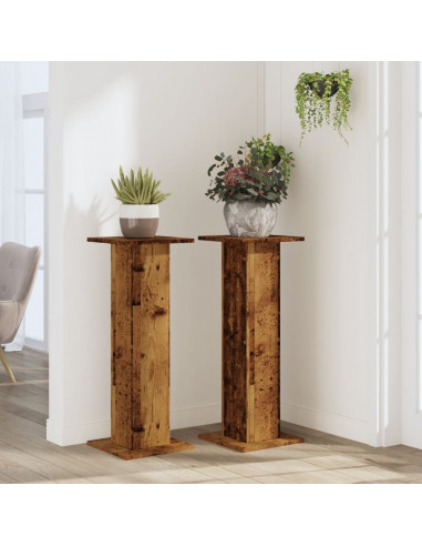 Supporti per Piante 2 pz Legno Vecchio 30x30x80 cm Truciolato